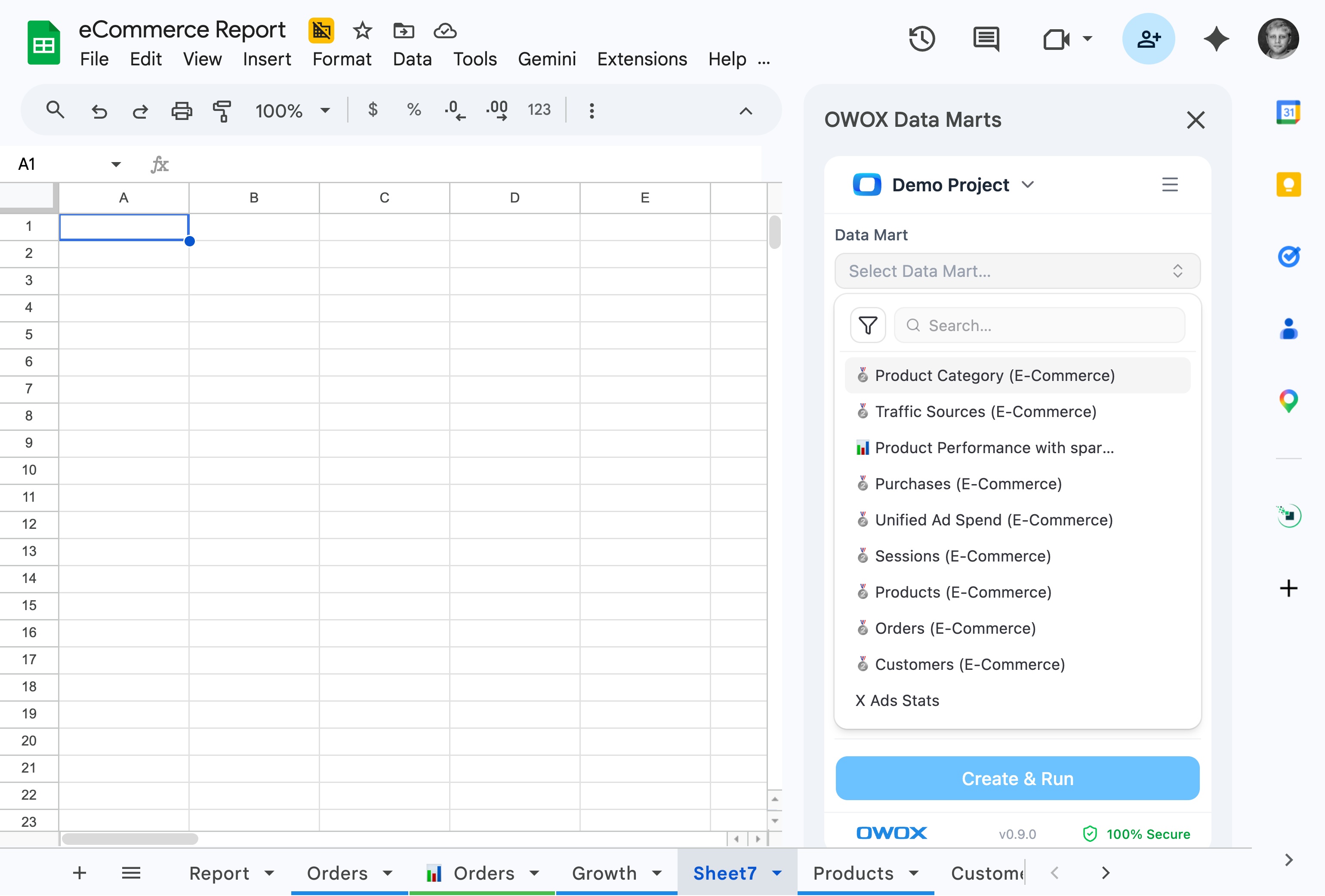 Your data marts, already inside Google Sheets